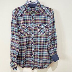 English Laundry Blaque Label Men’s Plaid Long Sleeve Button Up Flip Cuff Size M